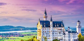 German castle at twilight