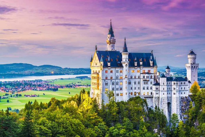 German castle at twilight