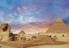 Egyptian landmarks of the Sphinx and pyramids