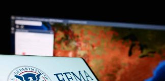 FEMA logo near a US map on screen.