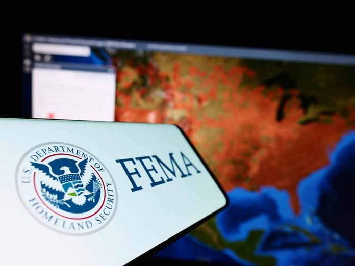 FEMA logo near a US map on screen.