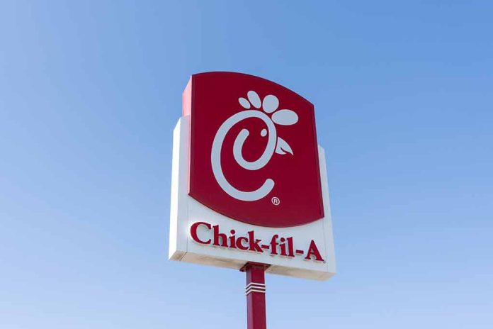 Chick-fil-A sign against a blue sky