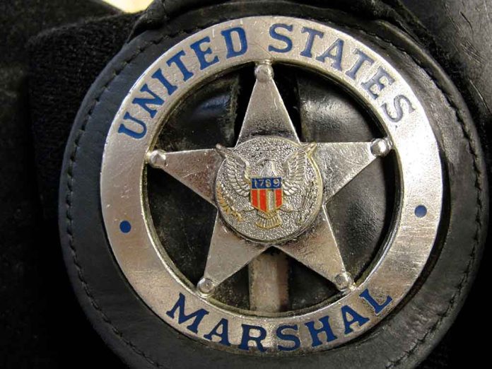 United States Marshal badge close-up.