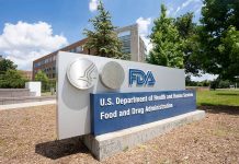 FDA building sign with blue sky background.