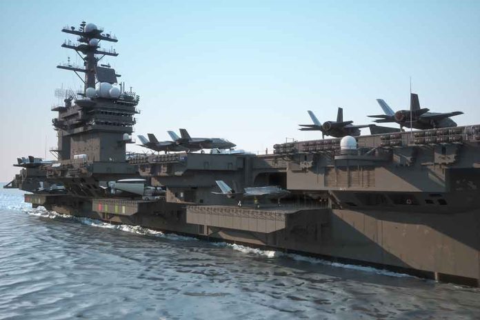 Aircraft carrier deck with jet planes.