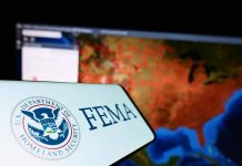 FEMA logo near a US map on screen.