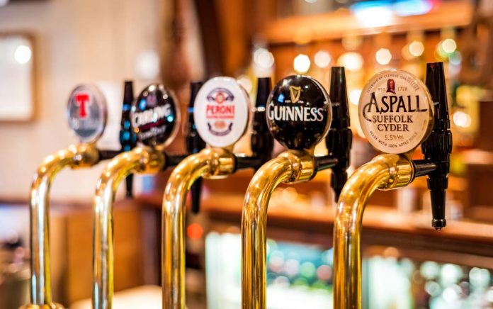 beer taps at a bar