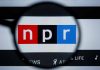 Magnifying glass over NPR logo on screen