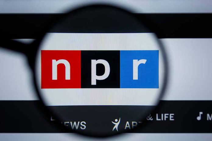 Magnifying glass over NPR logo on screen