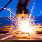 Sparks flying from plug being disconnected.