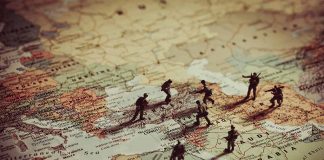 soldiers placed on a map of the Middle East
