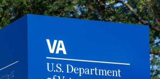 Blue VA US Department of Veterans Affairs sign