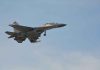 Fighter jet flying in a clear blue sky