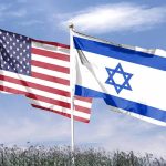 American and Israeli flags waving in the wind