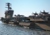 Aircraft carrier deck with jet planes