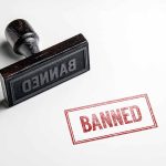 Stamp marked BANNED on white background