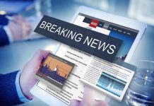 Breaking news on a digital tablet screen