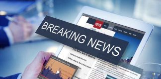 Breaking news on a digital tablet screen