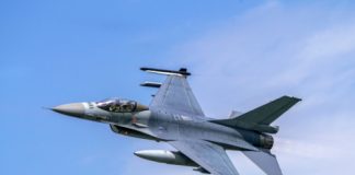 Jet flying in a clear blue sky