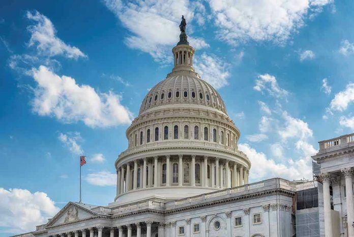 US Capitol building dome under clear blue sky