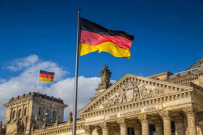 526234636 German flags at the Reichstag building in Berlin