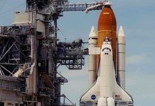 NASA Space Shuttle Atlantis on the launch pad ready for takeoff