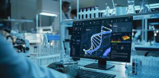 DNA Evidence ROCKS Historians-Rewrites Entire Story Scientist analyzing DNA on computer in laboratory