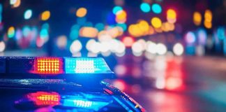 Airport Attack Intercepted – Feds Swoop In! Police car with flashing lights at night.