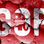 Republican Revolt – 5 GOP Reps BETRAY Trump! Cracked wall featuring the GOP logo in red and white