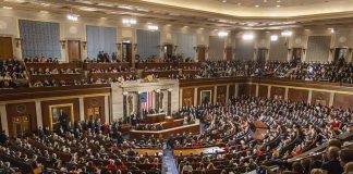Trump Threatens GOP—End Filibuster NOW! Large assembly in a government legislative chamber.