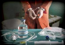 Child Killer Executed – Chilling Final Words Issued Vial labeled Sodium Thiopental near handcuffed person.