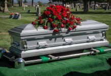 Beloved TV Actress KILLED – Horrific Street Accident! Silver casket with red roses in a cemetery.