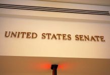 Dem Senator Introduces ‘Trojan Horse’ Bill From Hell Sign displaying United States Senate in a government building