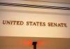 Sign displaying United States Senate in a government building