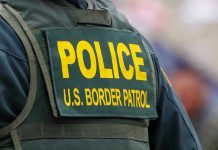 ICE Fugitive Kills Beloved Teacher While Fleeing! Police U.S. Border Patrol uniform close-up.
