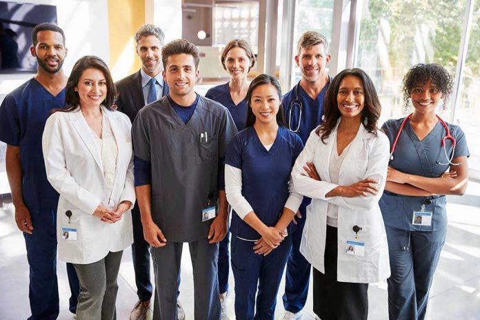 Group of medical professionals in a hospital setting.