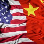 Mysterious Summit Ends With No Deals Revealed United States flag merged with China flag.