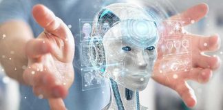 AI Scandal Factory Hits Top French Hopeful robot head hologram between outstretched hands