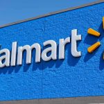 Walmart store exterior signage on blue wall