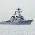 Navy Destroyer Goes Dark — Days Adrift Navy destroyer with crew lined on deck at sea