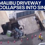 Sinkhole forms after driveway collapses at Malibu beachfront home