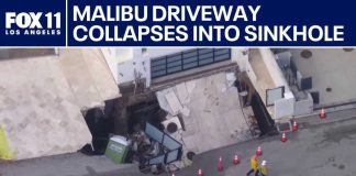 Malibu Shock: Cage-Linked Home Craters Sinkhole forms after driveway collapses at Malibu beachfront home