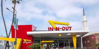 Late-Night Brawl: Kitchen Tool Shocks Attacker In-N-Out Burger restaurant exterior with red and yellow design