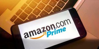Smartphone displaying Amazon Prime logo