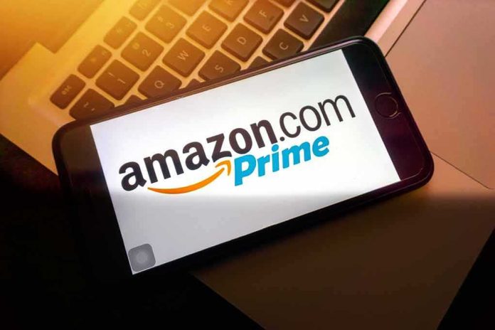Smartphone displaying Amazon Prime logo