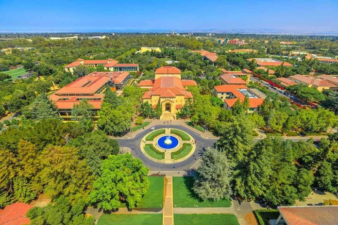 shutterstock_1237524022 Aerial view of a university campus with central fountain and red-tiled buildings