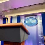 Podium in White House press briefing room