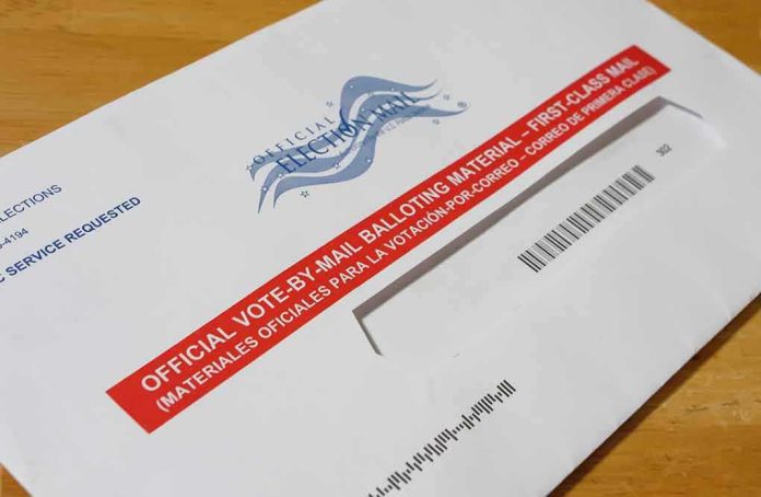 shutterstock_1787423186-1 Mail-in ballot envelope with red label on wooden table