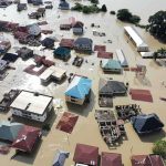 Major Earthquake Puts Disaster Planning to the Test Aerial view of flooded residential neighborhood