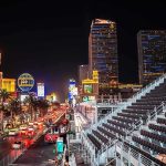 Wedding Photos, Instant News Frenzy Las Vegas Strip at night with traffic and grandstand seating